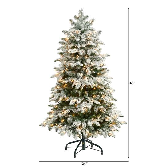 4ft. Pre-Lit Flocked North Carolina Fir Artificial Christmas Tree, Clear Lights